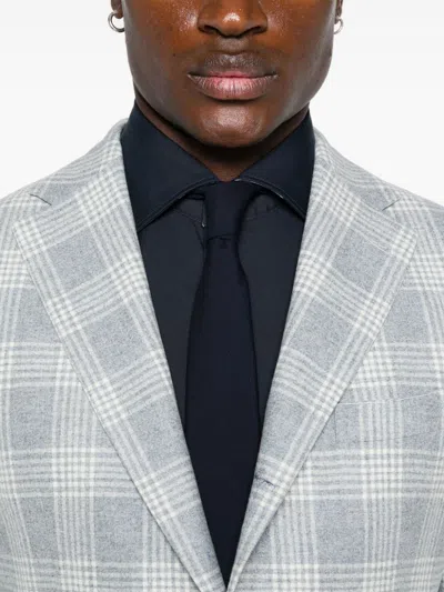 Eleventy Checkered Blazer In Blue