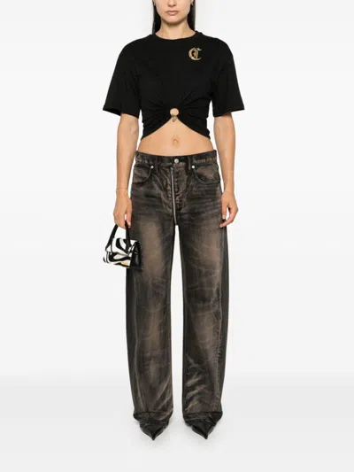 Just Cavalli Ring-detail T-shirt In Black