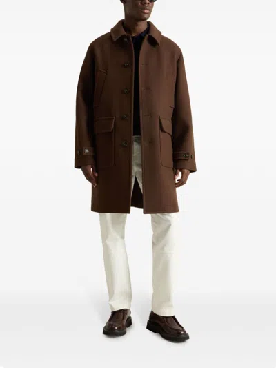 Woolrich Long Sleeve Coat In Brown