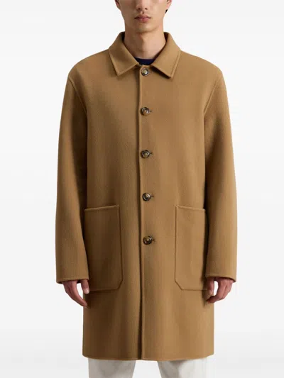 Woolrich Single-breasted Coat In Brown
