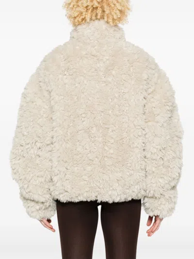 Shop Entire Studios Fluffy Quarter Zip Jacket In White