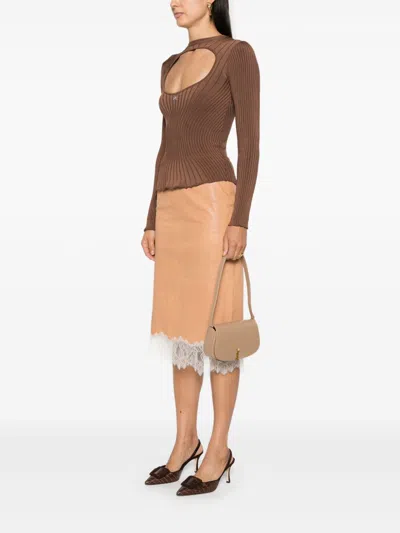 Saint Laurent Mini Voltaire Shoulder Bag In Neutrals