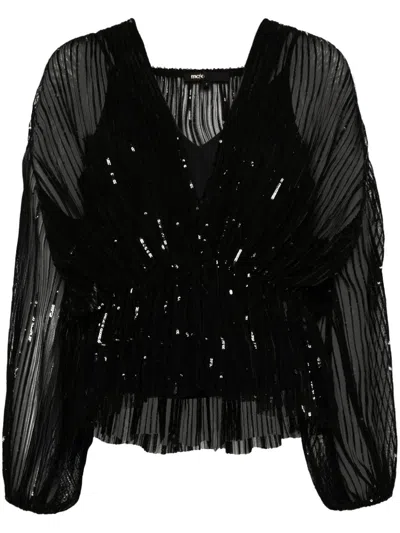 Shop Maje Sequinned Blouse In Black