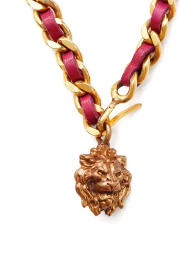 Pre-owned Chanel 1990s Lion-motif Chain Belt In Pink