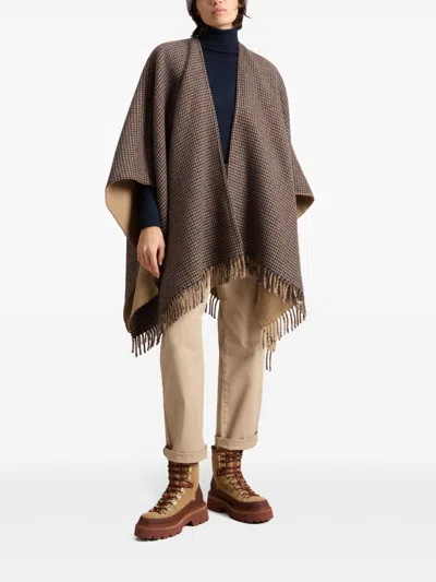 Woolrich Plaid Wool-blend Cape In Neutrals