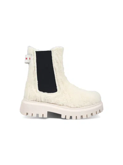 Marni Beige Ankle Boots For Girl With Logo In Neutrals