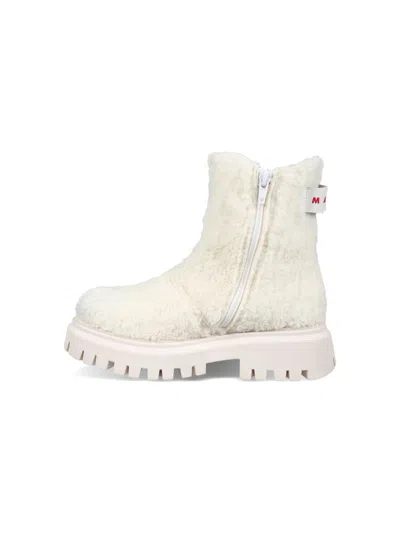 Marni Beige Ankle Boots For Girl With Logo In Neutrals