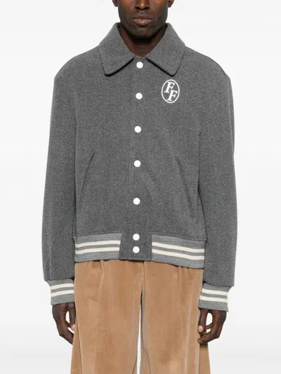 Family First Logo-embroidered Varsity Jacket In Grey