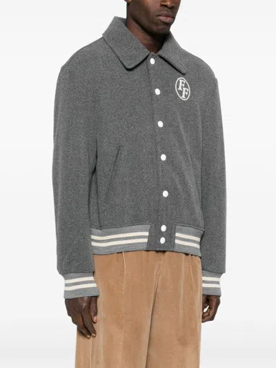 Family First Logo-embroidered Varsity Jacket In Grey