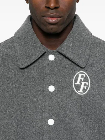 Family First Logo-embroidered Varsity Jacket In Grey