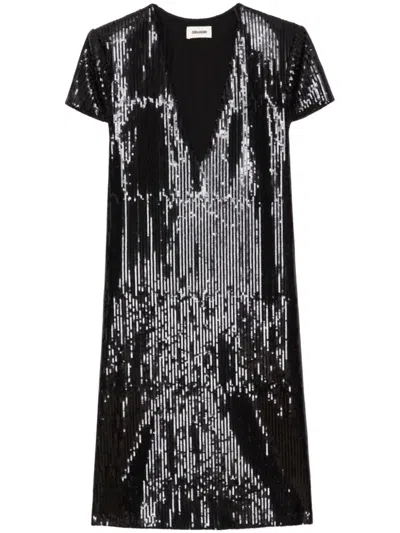 Zadig & Voltaire Rashu Sequin Mini Dress In Black