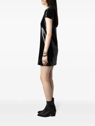 Zadig & Voltaire Rashu Sequin Mini Dress In Black