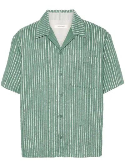 Shop Craig Green Hand-frayed Striped Shirt In Green