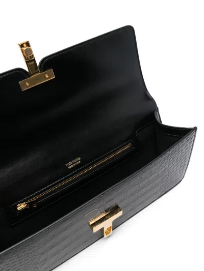 Tom Ford Croc-effect Leather Clutch In Black