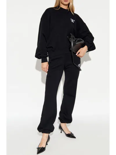 Off-white Bookish Logo-embroidered Track Pants In Black