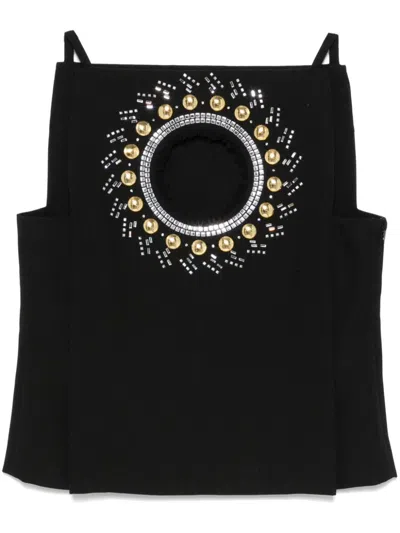 Rabanne Rhinestone-embellished Top In Black