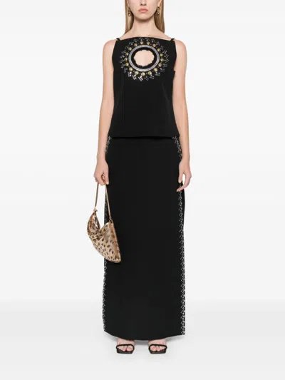 Rabanne Rhinestone-embellished Top In Black