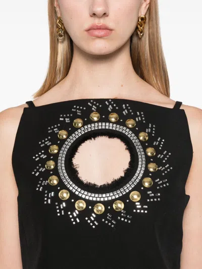 Rabanne Rhinestone-embellished Top In Black
