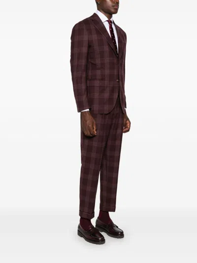 Eleventy Checkered Suit In Purple