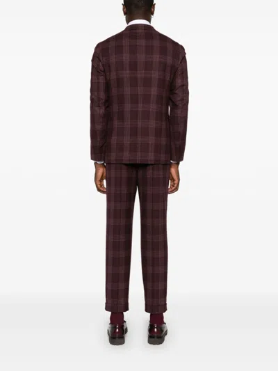 Eleventy Checkered Suit In Purple