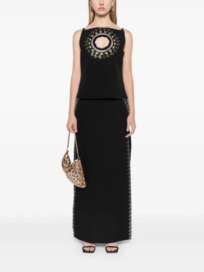 Rabanne Rhinestone-embellished Maxi Skirt In Black