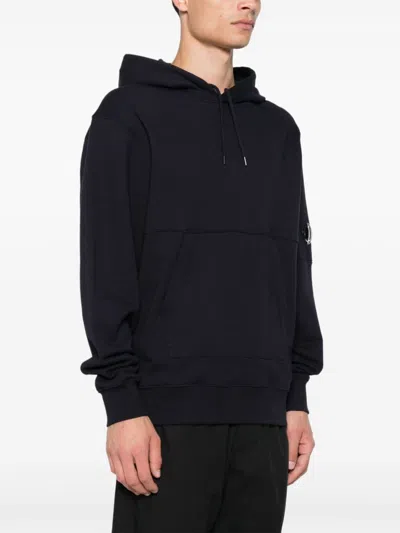 C.p. Company Hooded Sweatshirt With Pouch Pocket In Blue