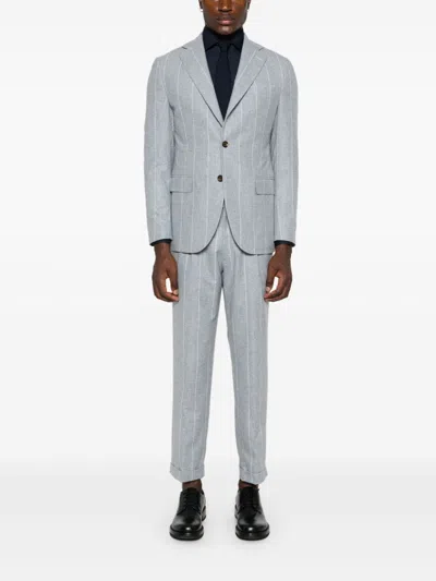 Eleventy Striped Suit In Grey