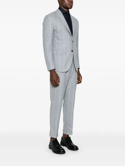 Eleventy Striped Suit In Grey