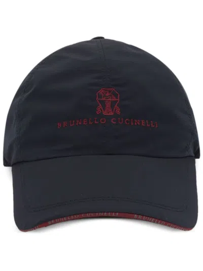 Brunello Cucinelli Logo Embroidered Baseball Cap In Blue