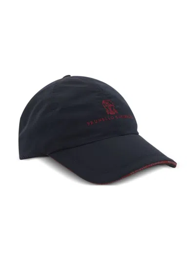 Brunello Cucinelli Logo Embroidered Baseball Cap In Blue