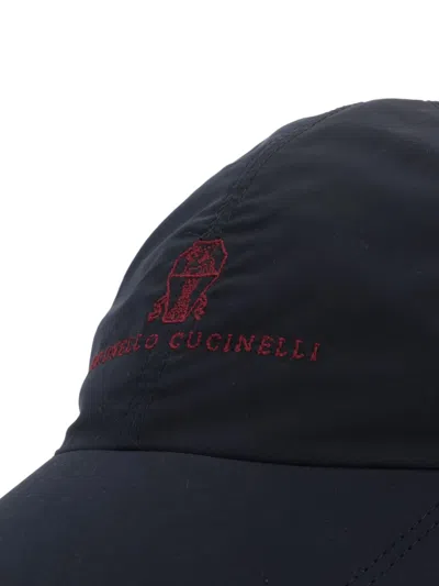 Brunello Cucinelli Logo Embroidered Baseball Cap In Blue