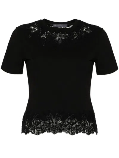 Shop Ermanno Scervino Lace-panels T-shirt In Black