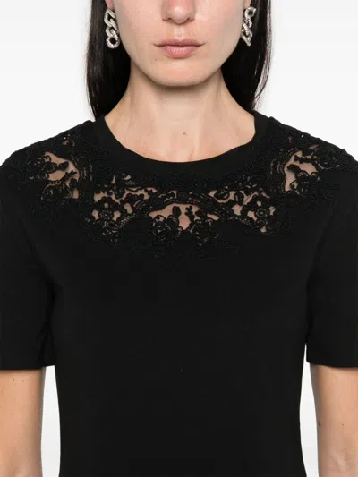 Shop Ermanno Scervino Lace-panels T-shirt In Black