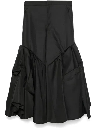 Comme Des Garçons Pleated Flared Trousers In Black