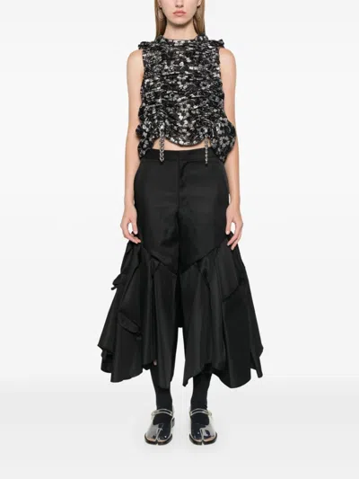 Comme Des Garçons Pleated Flared Trousers In Black