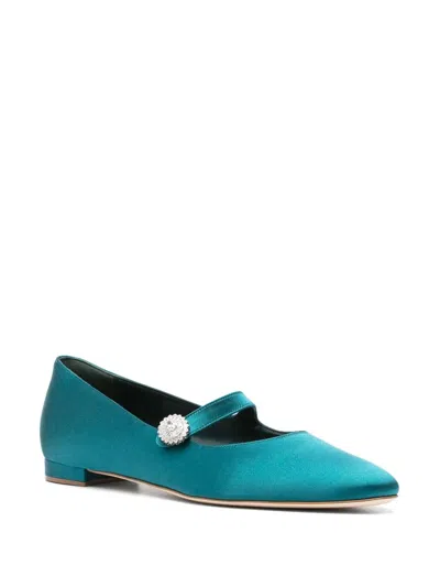 Manolo Blahnik Ballerinas Aus Satin In Blue