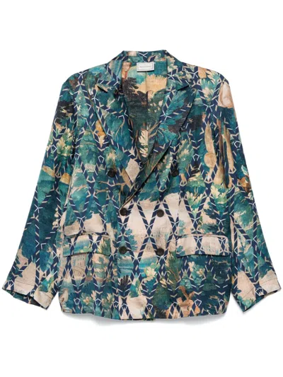 Pierre-louis Mascia Pierre Louis Mascia Printed Silk Jacket In Neutrals
