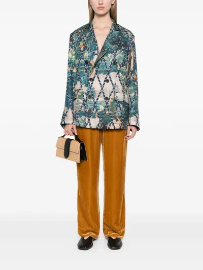 Pierre-louis Mascia Pierre Louis Mascia Printed Silk Jacket In Neutrals