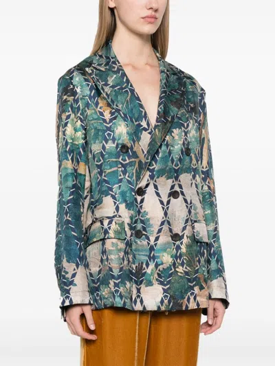 Pierre-louis Mascia Pierre Louis Mascia Printed Silk Jacket In Neutrals