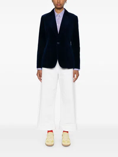 Polo Ralph Lauren Womens Indigo Corduroy Single-breasted Cotton Blazer In Blue