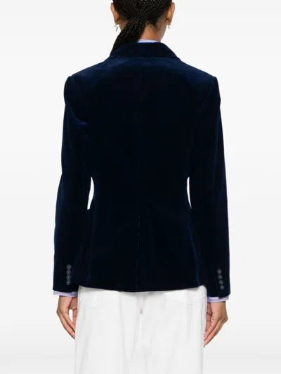 Polo Ralph Lauren Womens Indigo Corduroy Single-breasted Cotton Blazer In Blue