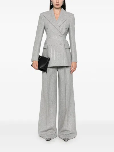 Ermanno Scervino Pinstriped Bootcut Trousers In Grey