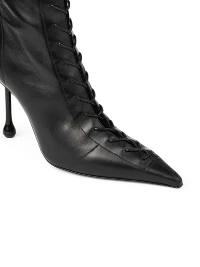 Jimmy Choo Scarlett 95 Leather Lace-up Boots In Black