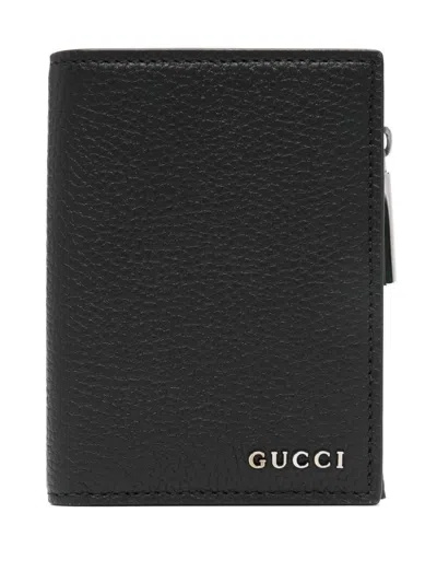 Shop Gucci Logo-lettering Wallet In Black