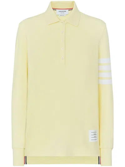 Thom Browne 4-bar Long-sleeved Polo Top In Yellow