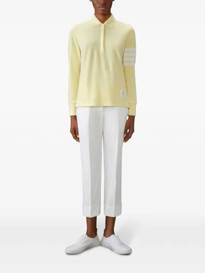 Thom Browne 4-bar Long-sleeved Polo Top In Yellow