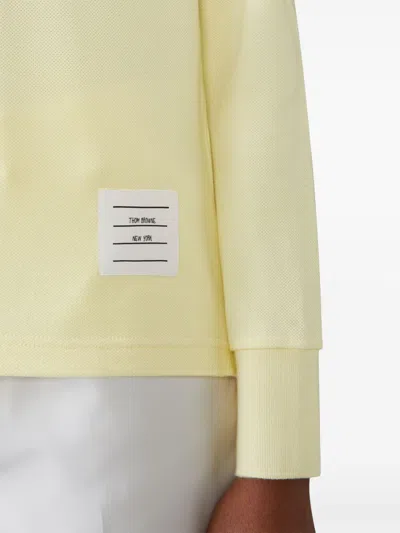 Thom Browne 4-bar Long-sleeved Polo Top In Yellow