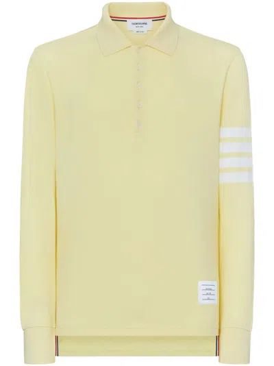 Thom Browne 4-bar Long-sleeve Polo Shirt In Yellow