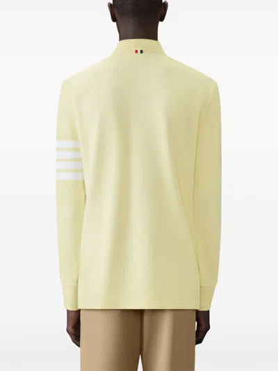 Thom Browne 4-bar Long-sleeve Polo Shirt In Yellow