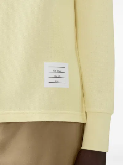 Thom Browne 4-bar Long-sleeve Polo Shirt In Yellow